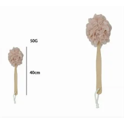 SPAZZOLA DOCCIA LAVA SCHIENA SPUGNA A RETE ROSA ESFOLIANTE MANICO IN LEGNO 79595