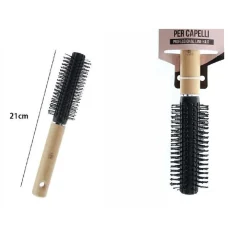 SPAZZOLA HAIR STYLIST CON MANICO LEGNO ACCONCIATURA CAPELLI PROFESSIONALE 21 CM