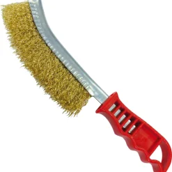 SPAZZOLA METALLICA CURVA PER FERRO SMERIGLIA ACCIAIO OTTONATO PER BARBECUE