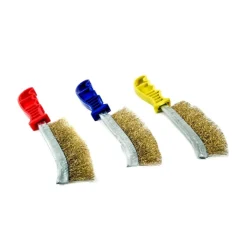 SPAZZOLA METALLICA CURVA PER FERRO SMERIGLIA ACCIAIO OTTONATO PER BARBECUE