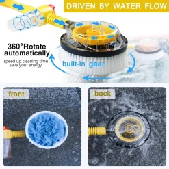 SPAZZOLA PER LAVAGGIO PULIZIA AUTO ROTANTE CON SERBATOIO SAPONE ATTACCO TUBO MANICO LUNGO