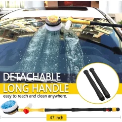 SPAZZOLA PER LAVAGGIO PULIZIA AUTO ROTANTE CON SERBATOIO SAPONE ATTACCO TUBO MANICO LUNGO