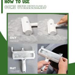 SPAZZOLA RIMUOVI PELI A RULLO CON CONTENITORE PER CANI E GATTI ANIMALI DOMESTICI