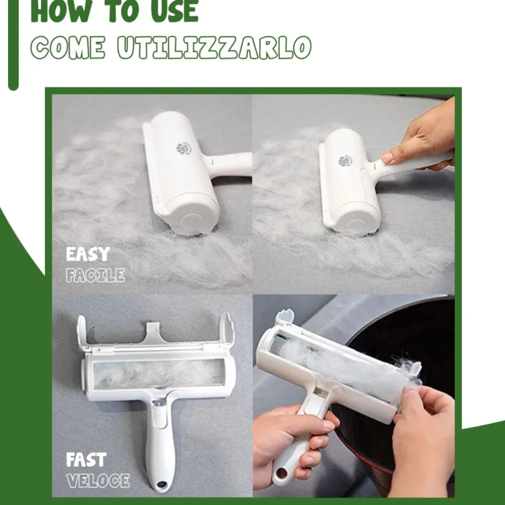 SPAZZOLA RIMUOVI PELI A RULLO CON CONTENITORE PER CANI E GATTI ANIMALI DOMESTICI