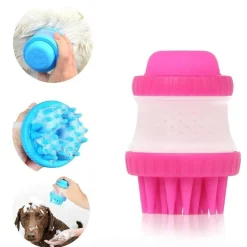 SPAZZOLA SILICONE CON SERBATOIO SHAMPOO PETTINE PELI CORTI LUNGHI MASSAGGIANTE CANE