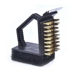 SPAZZOLA TRIPLO USO PER PULIZIA GRIGLIE BARECUE BBQ 3IN1 SETOLE ACCIAIO CS2669