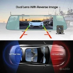 SPECCHIETTO CAMERA POSTERIORE HD REGISTRATORE AUTO SPECCHIO RETROVISORE Q-A182