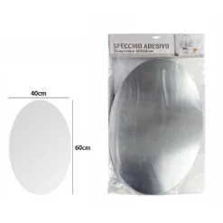 SPECCHIO ADESIVO FORMA OVALE ADESIVA MURALE ARREDAMENTO CASA 40 X 60 CM