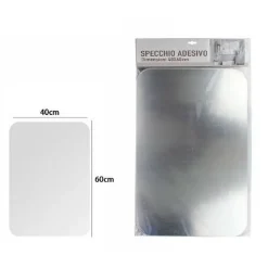 SPECCHIO ADESIVO FORMA RETTANGOLARE ADESIVA MURALE ARREDAMENTO CASA 40X60CM