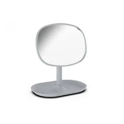 SPECCHIO DA APPOGGIO TAVOLO ROTONDO 15 X 17 CM ARREDO BAGNO VASSOIO GRIGIO 69824