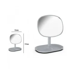 SPECCHIO DA APPOGGIO TAVOLO ROTONDO 15 X 17 CM ARREDO BAGNO VASSOIO GRIGIO 69824