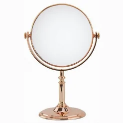 SPECCHIO DA TAVOLO MAKE UP TRUCCO ACCESSORIO BAGNO ORO ROSA DONNA 6" 27CM 69414