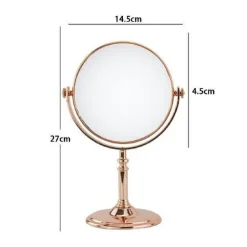 SPECCHIO DA TAVOLO MAKE UP TRUCCO ACCESSORIO BAGNO ORO ROSA DONNA 6" 27CM 69414