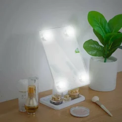 SPECCHIO DA TRUCCO ILLUMINATO 4 LUCI A LED PORTATILE TRUCCO BELLEZZA DA TAVOLO