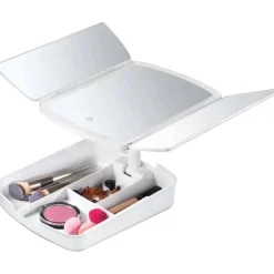 SPECCHIO MAKE UP CON LUCI A LED E CASSETTI PER TRUCCO REGOLABILE PIEGHEVOLE AWAY