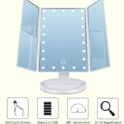 SPECCHIO ORIENTABILE 360 GRADI TOUCH SCREEN TAVOLO 2 INGRANDIMENTI BAGNO MAKE UP