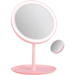 SPECCHIO PER IL TRUCCO ILLUMINATO A LED MAKEUP COSMETICO GIREVOLE LUCE AD ANELLO