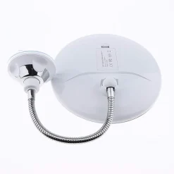 SPECCHIO PER TRUCCO INGRANDIMENTO 10X LED ROTAZIONE A 360° VENTOSA TUBO METALLO ROTONDO