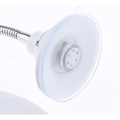 SPECCHIO PER TRUCCO INGRANDIMENTO 10X LED ROTAZIONE A 360° VENTOSA TUBO METALLO ROTONDO