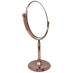 SPECCHIO TAVOLO COSMETICO OVALE CON ZOOM GIREVOLE ORO ROSA 19.5X16X33.5 CM 69417