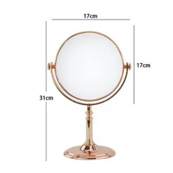 SPECCHIO TAVOLO GIREVOLE MAKE UP TRUCCO ACCESSORIO BAGNO ORO ROSA DONNA 8″ 69415