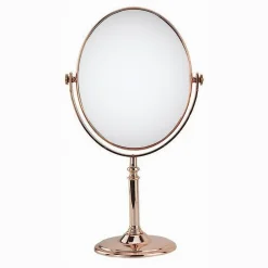 SPECCHIO TAVOLO MAKE UP TRUCCO ACCESSORIO BAGNO ORO ROSA DONNA 28 CM OVALE 69416