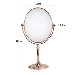 SPECCHIO TAVOLO MAKE UP TRUCCO ACCESSORIO BAGNO ORO ROSA DONNA 28 CM OVALE 69416