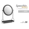 SPECCHIO TAVOLO METALLO APPOGGIO PORTA OGGETTI NERO BAGNO TRUCCO 27X38CM 782237