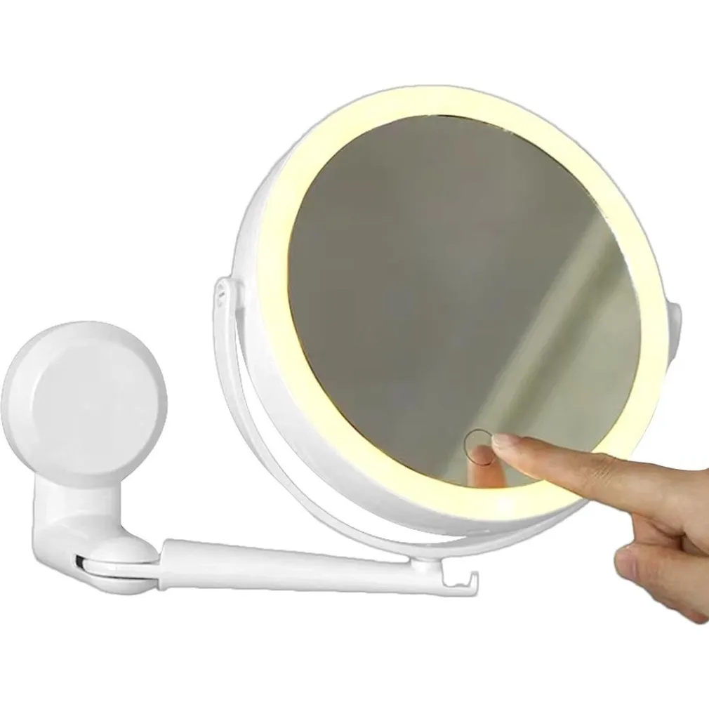 SPECCHIO TRUCCO A PARETE ILLUMINATO CON INGRANDIMENTO DIMMERABILE LED RICARICABILE TOUCH