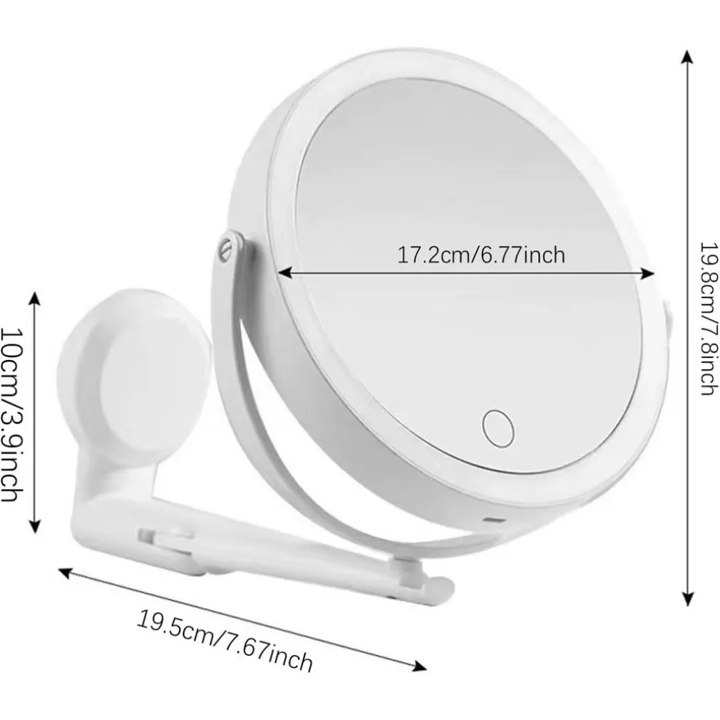 SPECCHIO TRUCCO A PARETE ILLUMINATO CON INGRANDIMENTO DIMMERABILE LED RICARICABILE TOUCH