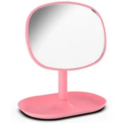SPECCHIO TRUCCO DA TAVOLO 19.5CM ARREDO BAGNO CASA CON VASSOIO MAKEUP ROSA 69948