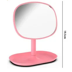 SPECCHIO TRUCCO DA TAVOLO 19.5CM ARREDO BAGNO CASA CON VASSOIO MAKEUP ROSA 69948