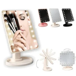 SPECCHIO TRUCCO LUCI 16 LED GIREVOLE 360° GRADI MAKE UP LARGE MIRROR