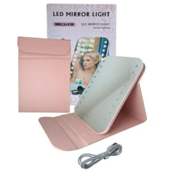 SPECCHIO TRUCCO LUMINOSO LUCE A LED CON ILLUMINAZIONE A TRE COLORI RICARICA USB PORTATILE