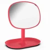 SPECCHIO TRUCCO TAVOLO 19.5 CM ARREDO BAGNO CASA CON VASSOIO MAKE UP FUXIA 69907