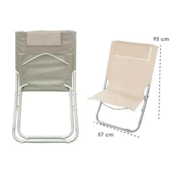 SPIAGGINA CON CUSCINO PER TESTIERA CREMA 57X47X95 CM PIEGHEVOLE PORTATILE 281016