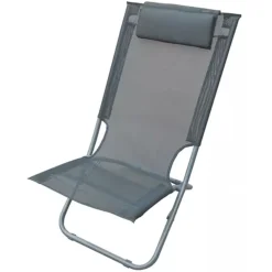 SPIAGGINA CON CUSCINO TESTIERA GRIGIO TEXTILENE 57X47X95CM PIEGHEVOLE PORTATILE 281033