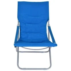 SPIAGGINA SEDIA CANAPONE IN ACCIAIO TESSUTO IMBOTTITO PIEGHEVOLE RELAX BLU