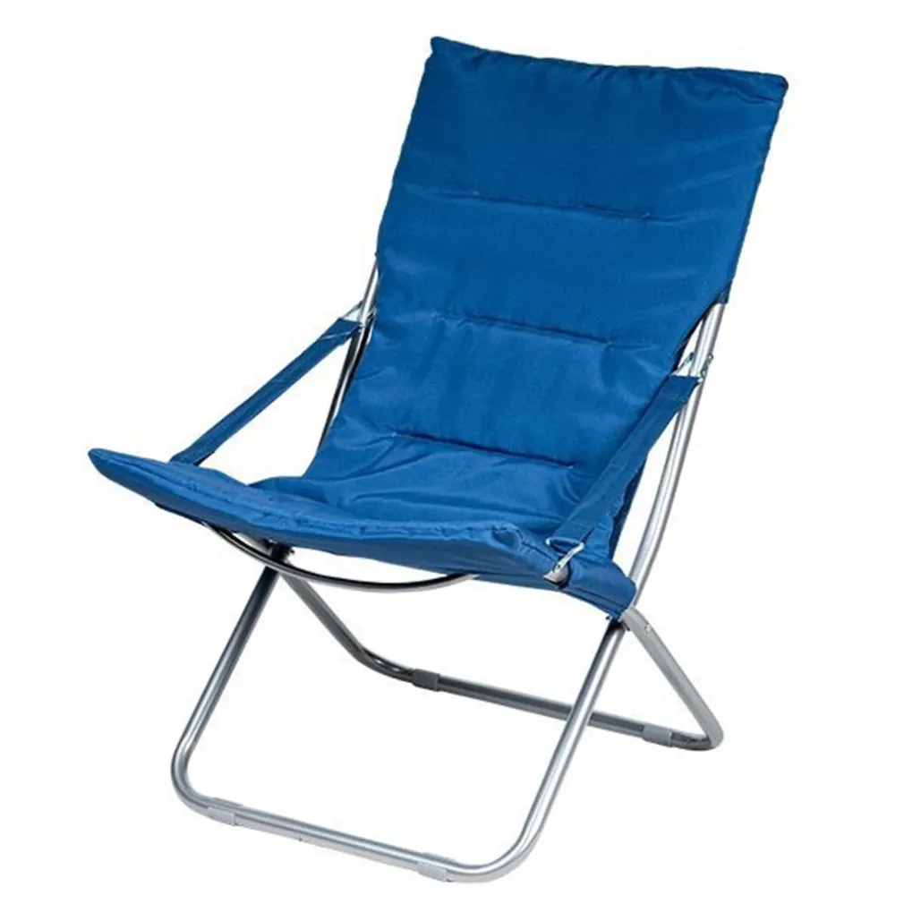 SPIAGGINA SEDIA CANAPONE IN ACCIAIO TESSUTO IMBOTTITO PIEGHEVOLE RELAX BLU