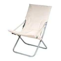 SPIAGGINA SEDIA CANAPONE IN ACCIAIO TESSUTO IMBOTTITO PIEGHEVOLE RELAX BEIGE