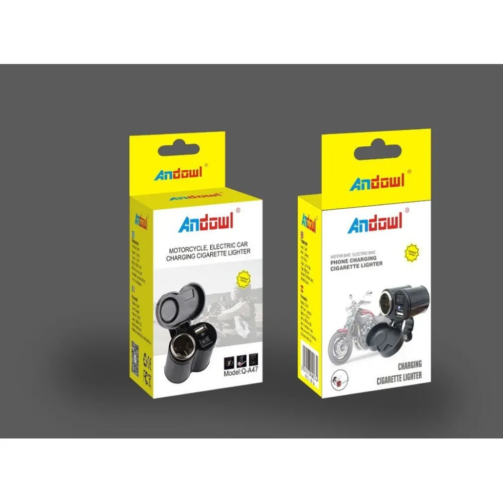 SPINA ACCENDINO CARICABATTERIA PER MOTO CELLULARE PORTE USB ACCENDISIGARI Q-A47