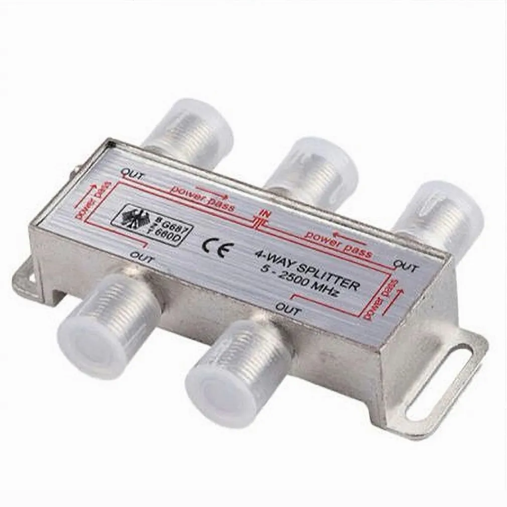 SPLITTER 5-2500MHZ 4 VIE CAVO CONNETTORE ADATTATORE ANTENNA TV SATELLITARE C-032
