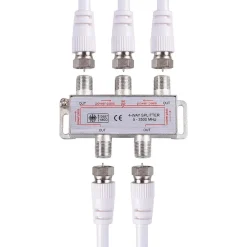 SPLITTER 5-2500MHZ 4 VIE CAVO CONNETTORE ADATTATORE ANTENNA TV SATELLITARE C-032