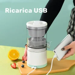 SPREMIAGRUMI AUTOMATICO PORTATILE RICARICABILE USB ESTRATTORE FRUTTA FRESCA 45W