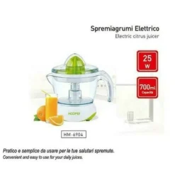 SPREMIAGRUMI ELETTRICO 25 WATT 700 ML PER SPREMUTE CON DOPPIO SENSO DI ROTAZIONE