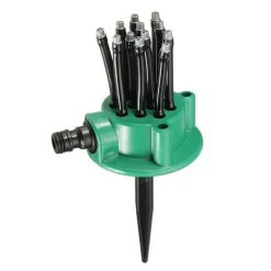 SPRUZZATORE ACQUA GIARDINO IRRIGATORE 360 GRADI ROTANTE 12 TUBI INNAFFIA PRATO