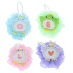 SPUGNA DOCCIA SPUGNETTA A RETE BAGNO PELLE CORPO CON PULCINO COLORATO LETTERA 10779