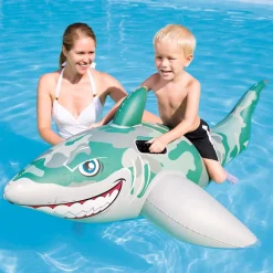 SQUALO CAVALCABILE GIOCO GONFIABILE PER BAMBINI 183X102CM MARE PISCINA