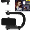 STABILIZZATORE BASE IMPUGNATURA U/C Q-ZJ010 FOTOCAMERA SMARTPHONE MICROFONO LUCE LED