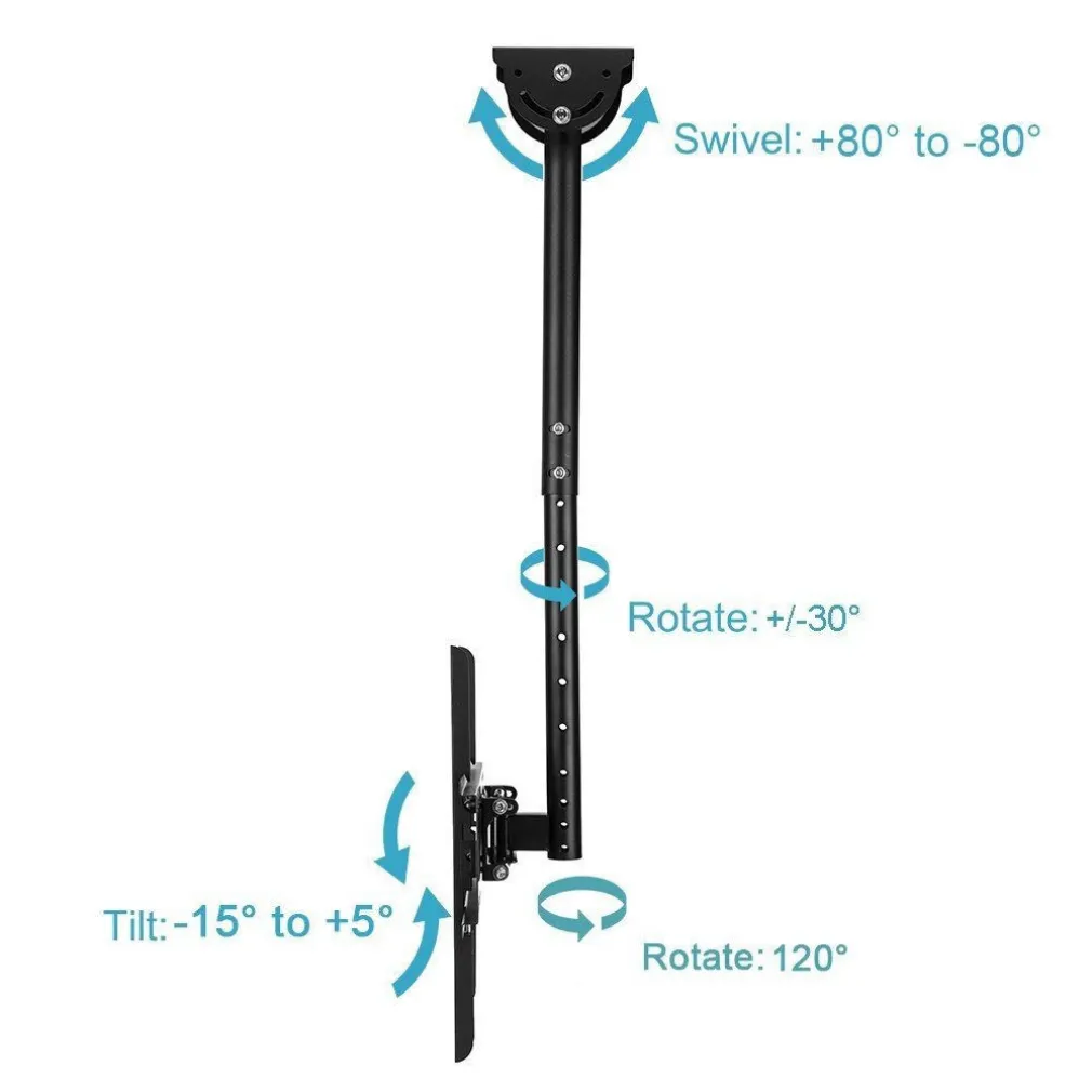 STAFFA PORTA TV MONITOR DA 37" A 55" SUPPORTO PARETE SOFFITTO 360° FINO 50KG